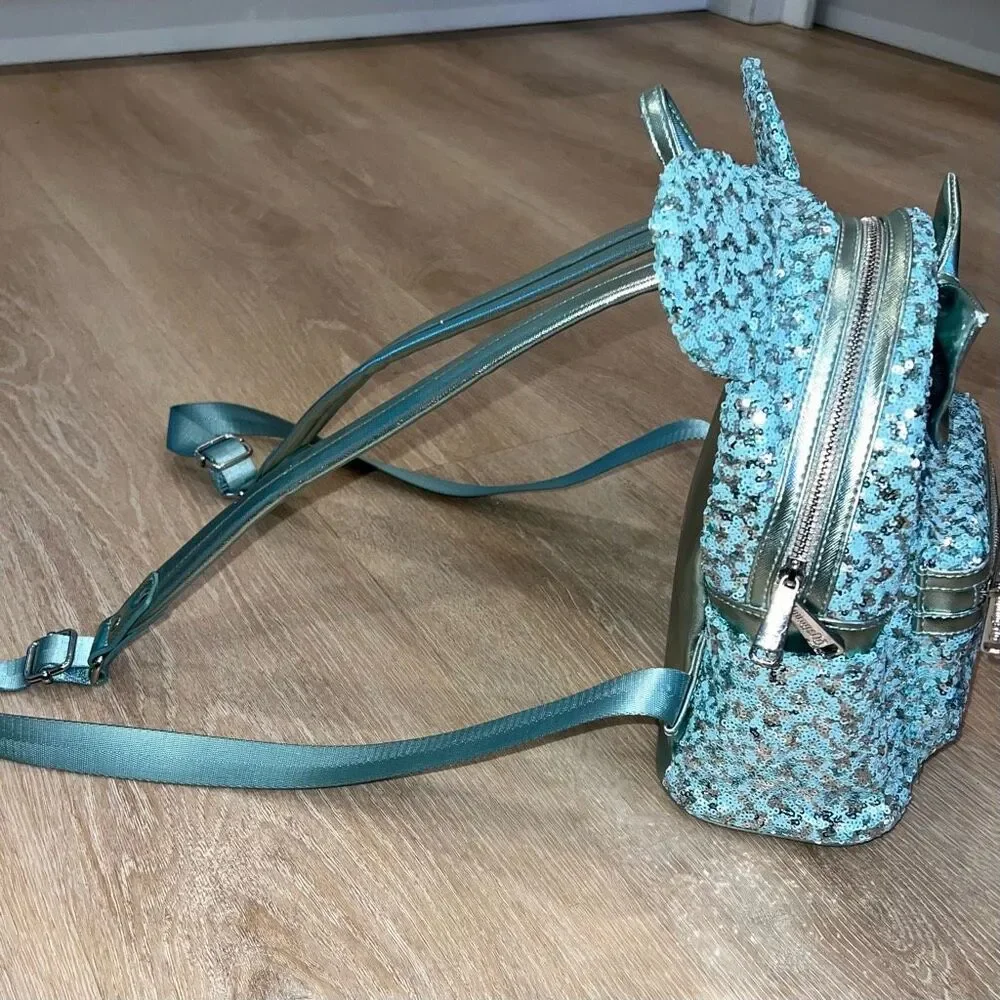 Loungefly Disney Parks Arendelle Aqua Frozen Minnie Ears Backpack Rare Retired